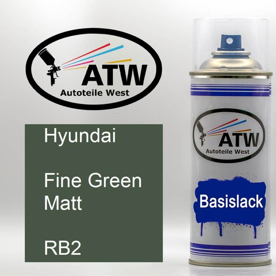 Hyundai, Fine Green Matt, RB2: 400ml Sprühdose, von ATW Autoteile West.